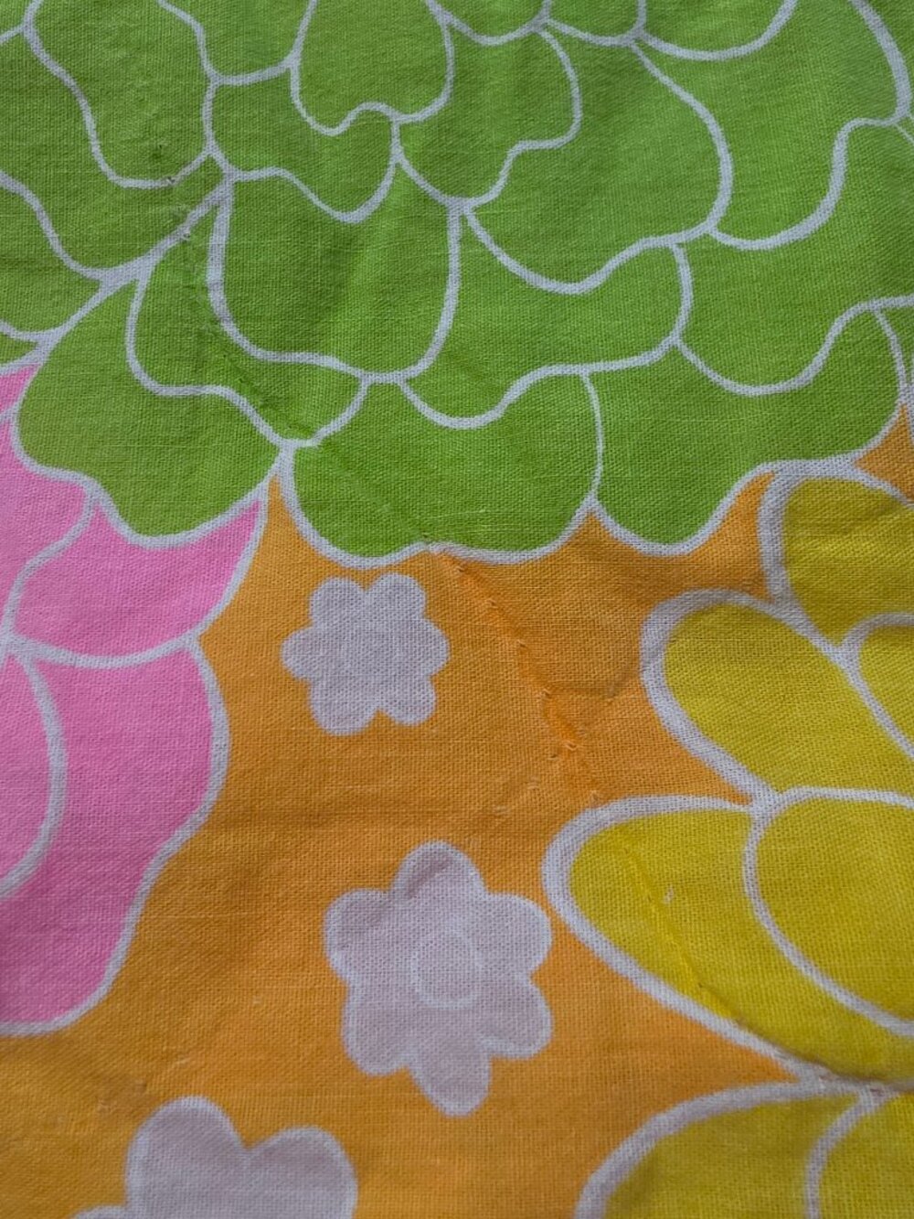 VTG 1970s Sears Dura-Puff Floral Sleeping Bag Blanket Orange Pink Green Daisy - Picture 7 of 10